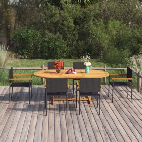 Garten-Essgruppe 7-teilig aus schwarzem synthetischem Rattan von vidaXL, Gartensets - Ref: Foro24-3070765, Preis: 571,18 €, R...