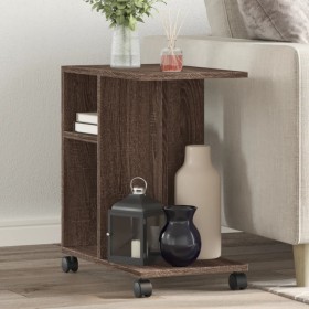 Side table with wheels, engineered wood, brown oak, 50x30x55cm by vidaXL, Side tables - Ref: Foro24-840575, Price: 35,74 €, D...