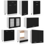 8-piece engineered wood kitchen furniture set in black by vidaXL, Kitchen cabinets - Ref: Foro24-3067648, Price: 520,59 €, Di...