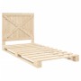 Bed frame with solid pine wood headboard 100x200 cm by vidaXL, Beds and slatted bases - Ref: Foro24-3281569, Price: 137,30 €,...