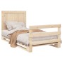 Bed frame with solid pine wood headboard 100x200 cm by vidaXL, Beds and slatted bases - Ref: Foro24-3281539, Price: 140,49 €,...