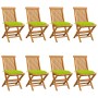 Garden chairs 8 pcs solid teak with bright green cushions by vidaXL, Garden chairs - Ref: Foro24-3072943, Price: 528,44 €, Di...