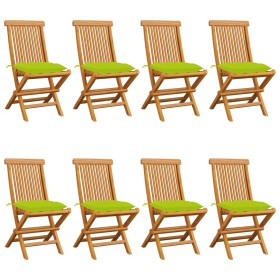 Garden chairs 8 pcs solid teak with bright green cushions by vidaXL, Garden chairs - Ref: Foro24-3072943, Price: 514,99 €, Di...