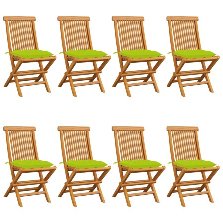 Garden chairs 8 pcs solid teak with bright green cushions by vidaXL, Garden chairs - Ref: Foro24-3072943, Price: 528,44 €, Di...