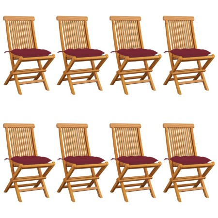 Garden chairs 8 pcs teak wood with red cushions by vidaXL, Garden chairs - Ref: Foro24-3072941, Price: 513,99 €, Discount: %