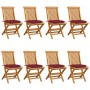 Garden chairs 8 pcs teak wood with red cushions by vidaXL, Garden chairs - Ref: Foro24-3072941, Price: 513,99 €, Discount: %