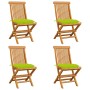 Garden chairs 4 units with bright green teak wood cushions by vidaXL, Garden chairs - Ref: Foro24-3062594, Price: 266,60 €, D...