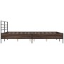 Oak brown metal engineered wood bed frame 120x200 cm by vidaXL, Beds and slatted bases - Ref: Foro24-3280041, Price: 142,40 €...