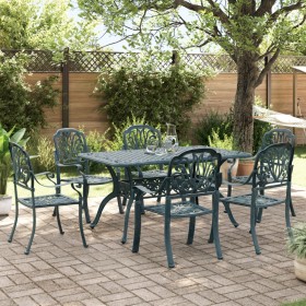 7-piece garden dining set, cast aluminum, green by vidaXL, Garden sets - Ref: Foro24-3216315, Price: 1,00 €, Discount: %