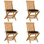 Garden chairs 4 units solid teak wood with black cushions by vidaXL, Garden chairs - Ref: Foro24-3062590, Price: 266,60 €, Di...