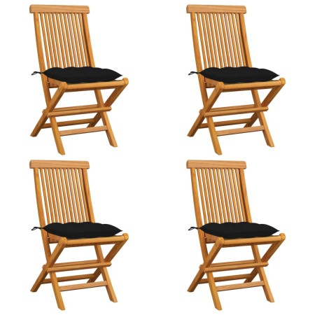 Garden chairs 4 units solid teak wood with black cushions by vidaXL, Garden chairs - Ref: Foro24-3062590, Price: 266,60 €, Di...