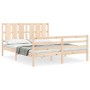 Double bed frame with solid wood headboard by vidaXL, Beds and slatted bases - Ref: Foro24-3194121, Price: 153,99 €, Discount: %