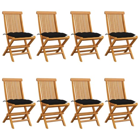 Garden chairs 8 units teak wood with black cushions by vidaXL, Garden chairs - Ref: Foro24-3072939, Price: 513,92 €, Discount: %