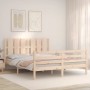 Double bed frame with solid wood headboard by vidaXL, Beds and slatted bases - Ref: Foro24-3194121, Price: 153,99 €, Discount: %