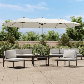 Double parasol with sand white LED lights 449x245 cm by vidaXL, Umbrellas - Ref: Foro24-362953, Price: 191,17 €, Discount: %