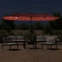 Double umbrella with terracotta LED lights 449x245 cm by vidaXL, Umbrellas - Ref: Foro24-362958, Price: 190,18 €, Discount: %