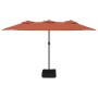 Double umbrella with terracotta LED lights 449x245 cm by vidaXL, Umbrellas - Ref: Foro24-362958, Price: 190,18 €, Discount: %