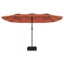 Sombrilla doble con luces LED color terracota 449x245 cm de vidaXL, Sombrillas - Ref: Foro24-362958, Precio: 190,18 €, Descue...