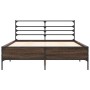 Estructura cama madera ingeniería metal marrón roble 120x190 cm de vidaXL, Camas y somieres - Ref: Foro24-3280071, Precio: 13...