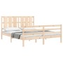 Double bed frame with solid wood headboard by vidaXL, Beds and slatted bases - Ref: Foro24-3194121, Price: 153,99 €, Discount: %