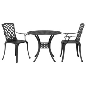 Mesa y sillas de bistró 3 piezas aluminio fundido negro de vidaXL, Conjuntos de jardín - Ref: Foro24-3216331, Precio: 416,99 ...