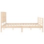 Double bed frame with solid wood headboard by vidaXL, Beds and slatted bases - Ref: Foro24-3194121, Price: 153,99 €, Discount: %