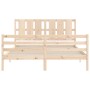 Double bed frame with solid wood headboard by vidaXL, Beds and slatted bases - Ref: Foro24-3194121, Price: 153,99 €, Discount: %