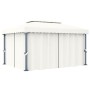 Gazebo with cream white aluminum curtain 4x3 m by vidaXL, Tents and gazebos - Ref: Foro24-3053375, Price: 497,71 €, Discount: %