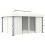 Gazebo with cream white aluminum curtain 4x3 m by vidaXL, Tents and gazebos - Ref: Foro24-3053375, Price: 497,71 €, Discount: %