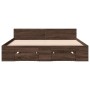 Oak brown engineered wood bed with drawers 120x190 cm by vidaXL, Beds and slatted bases - Ref: Foro24-3280782, Price: 156,39 ...