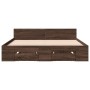 Oak brown engineered wood bed with drawers 135x190 cm by vidaXL, Beds and slatted bases - Ref: Foro24-3280775, Price: 167,99 ...