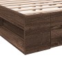 Oak brown engineered wood bed with drawers 135x190 cm by vidaXL, Beds and slatted bases - Ref: Foro24-3280775, Price: 167,99 ...