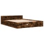 Cama con cajones madera de ingeniería roble ahumado 120x190 cm de vidaXL, Camas y somieres - Ref: Foro24-3280780, Precio: 151...