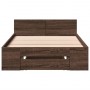 Oak brown engineered wood bed with drawer 100x200 cm by vidaXL, Beds and slatted bases - Ref: Foro24-3280796, Price: 148,24 €...