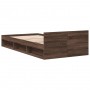 Oak brown engineered wood bed with drawer 100x200 cm by vidaXL, Beds and slatted bases - Ref: Foro24-3280796, Price: 148,24 €...