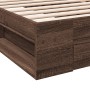 Oak brown engineered wood bed with drawer 100x200 cm by vidaXL, Beds and slatted bases - Ref: Foro24-3280796, Price: 148,24 €...