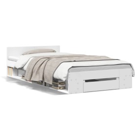 Cama con cajón madera de ingeniería blanca 75x190 cm de vidaXL, Camas y somieres - Ref: Foro24-3280804, Precio: 131,99 €, Des...