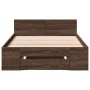 Oak brown engineered wood bed with drawer 75x190 cm by vidaXL, Beds and slatted bases - Ref: Foro24-3280810, Price: 131,29 €,...