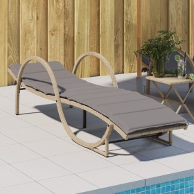 Lounger with beige synthetic rattan cushion 60x199x42 cm by vidaXL, Loungers - Ref: Foro24-368261, Price: 180,99 €, Discount: %