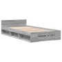 Sonoma gray engineered wood bed with drawer 100x200 cm by vidaXL, Beds and slatted bases - Ref: Foro24-3280795, Price: 146,99...