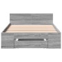 Sonoma gray engineered wood bed with drawer 100x200 cm by vidaXL, Beds and slatted bases - Ref: Foro24-3280795, Price: 146,99...