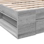 Sonoma-graues Holzwerkstoffbett mit Schublade 100x200 cm von vidaXL, Betten und Lattenroste - Ref: Foro24-3280795, Preis: 146...