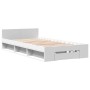 White engineered wood bed with drawer 90x200 cm by vidaXL, Beds and slatted bases - Ref: Foro24-3280797, Price: 130,85 €, Dis...