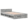 Concrete gray engineered wood bed with drawer 75x190 cm by vidaXL, Beds and slatted bases - Ref: Foro24-3280807, Price: 125,9...