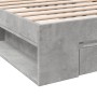 Concrete gray engineered wood bed with drawer 75x190 cm by vidaXL, Beds and slatted bases - Ref: Foro24-3280807, Price: 125,9...