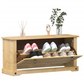 Corona shoe cabinet solid pine wood 99x32x47 cm by vidaXL, Shoe racks and shoe organizers - Ref: Foro24-4002784, Price: 79,23...