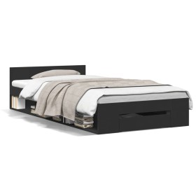 Cama con cajón madera de ingeniería negra 75x190 cm de vidaXL, Camas y somieres - Ref: Foro24-3280805, Precio: 131,99 €, Desc...