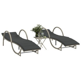 Sonnenliegen mit Tisch 2 Einheiten hellgraues synthetisches Rattan von vidaXL, Liegen - Ref: Foro24-368268, Preis: 292,30 €, ...