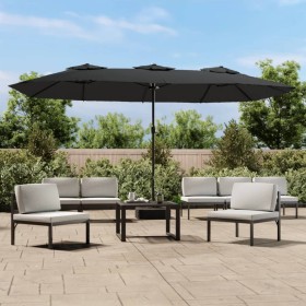 Double parasol with anthracite gray LED lights 449x245 cm by vidaXL, Umbrellas - Ref: Foro24-362955, Price: 190,38 €, Discoun...