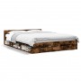 Cama con cajones madera de ingeniería roble ahumado 135x190 cm de vidaXL, Camas y somieres - Ref: Foro24-3280773, Precio: 162...